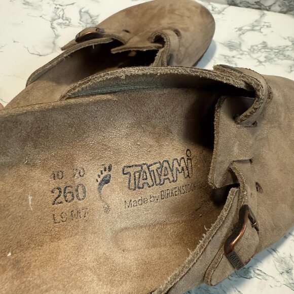 Birkenstock Tatami Women 9N Boston Clog Shoe Comfort Slip On Beige Suede Buckle - Picture 5 of 5